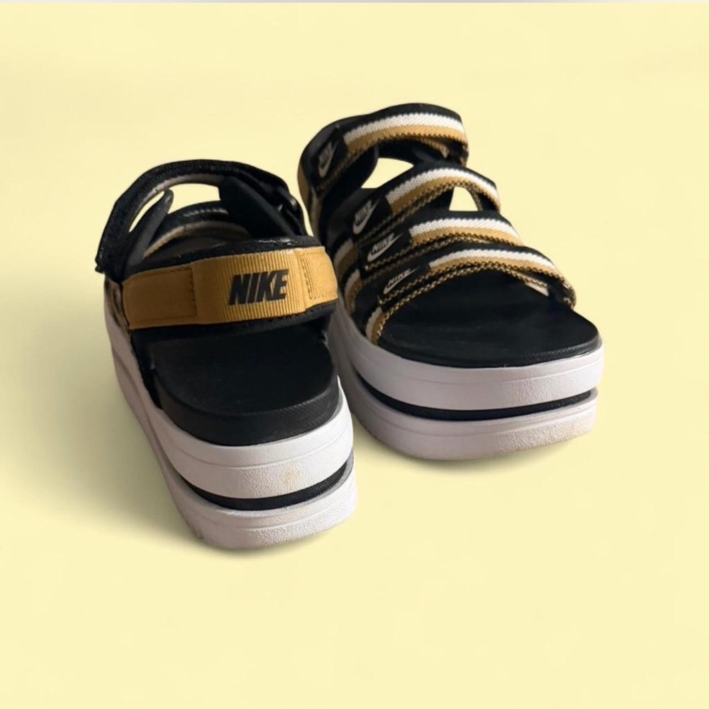 Nike Icon Classic Gold White and Platform Sandals Size 11